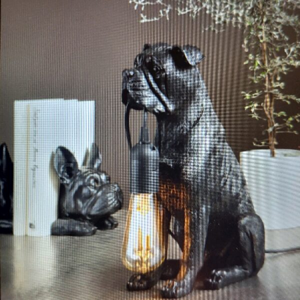 Bordslampa Hund Svart/Brun Poly