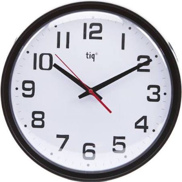 Väggur 34,5 cm plast svart