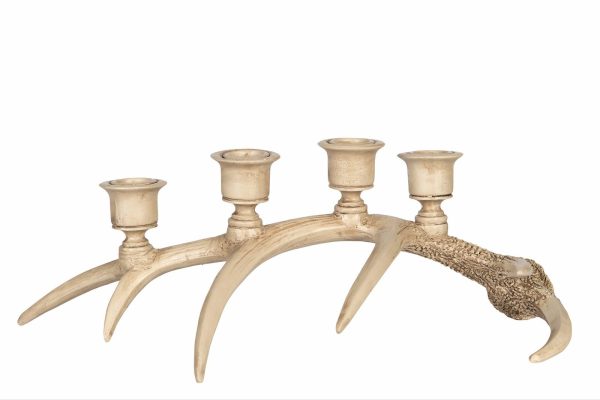 Ljusstake Renhorn 4 Ljus Natur Poly