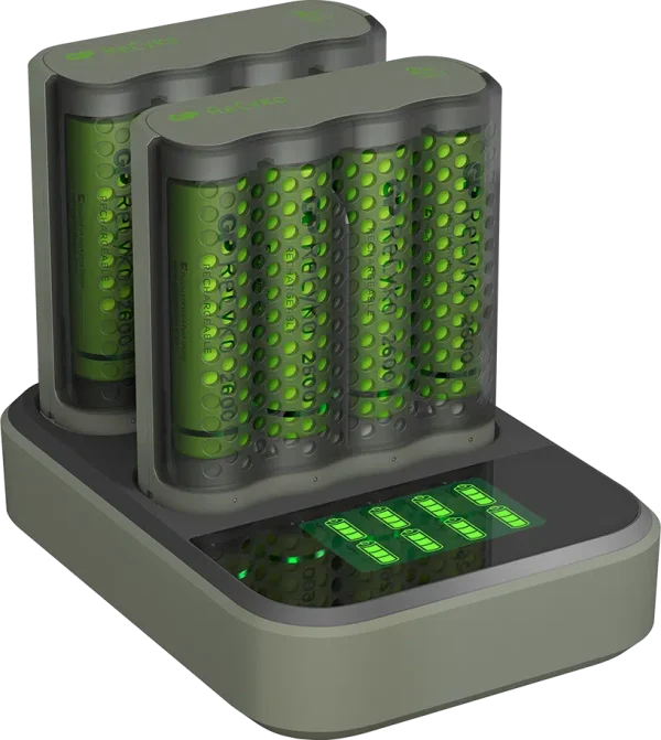GP ReCyko 2st Speed Batteriladdare med laddstation + 8st AA 2600mAh