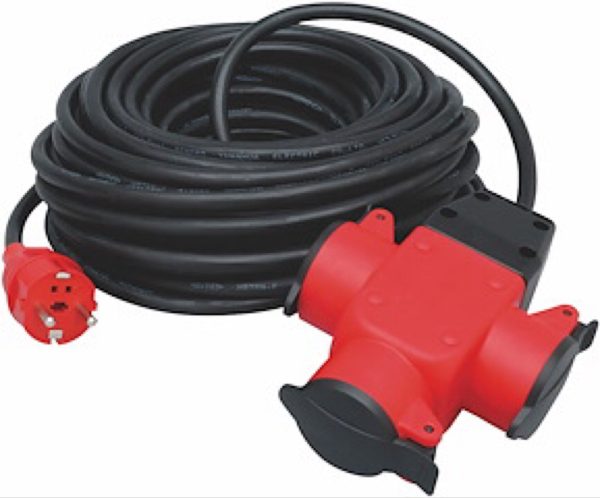 GRENUTTAG, 3-VÄGS, IP44, 25 M, 3G1,5 MM, MED LOCK