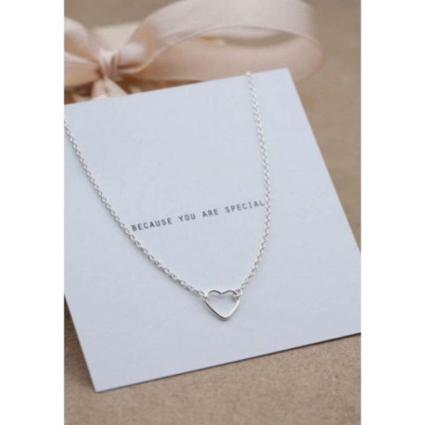 Silverhalsband konturhjärta tunn