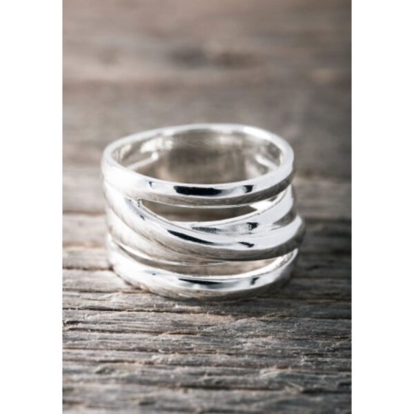 Silverring bred kryss 20mm