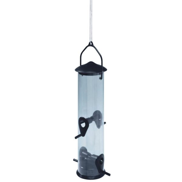 Fågelmatare plaströr 30cm m svarta detaljer