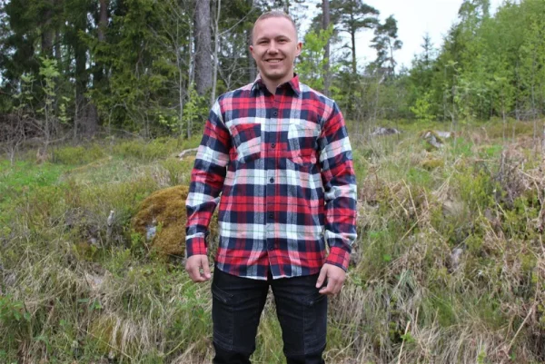 Flanellskjorta Svart/Röd/Vit