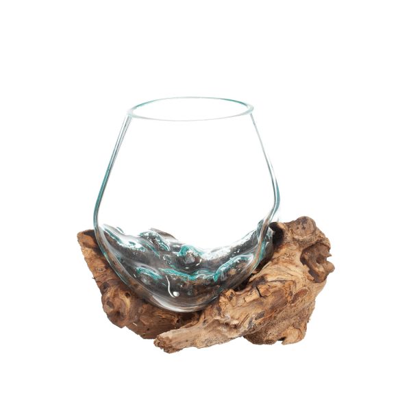 Glasskål på trädrot 20cm