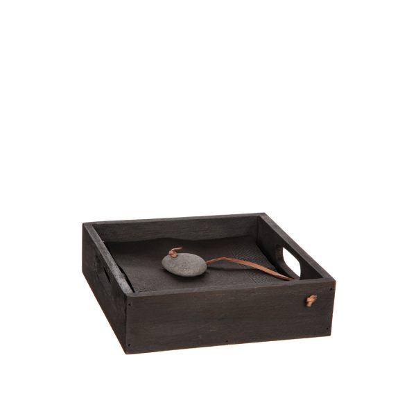 Trälåda för servetter med sten 20x20cm