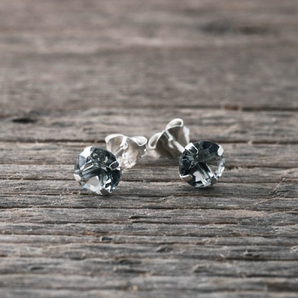 Silver Örhängen Grå Stenar 6mm