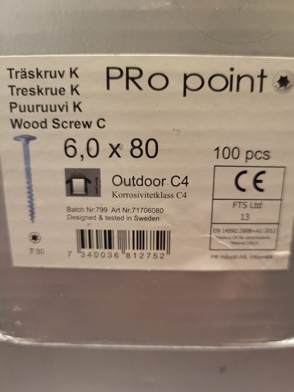 Träskruv WAF 6x80 Konstruktion C4
