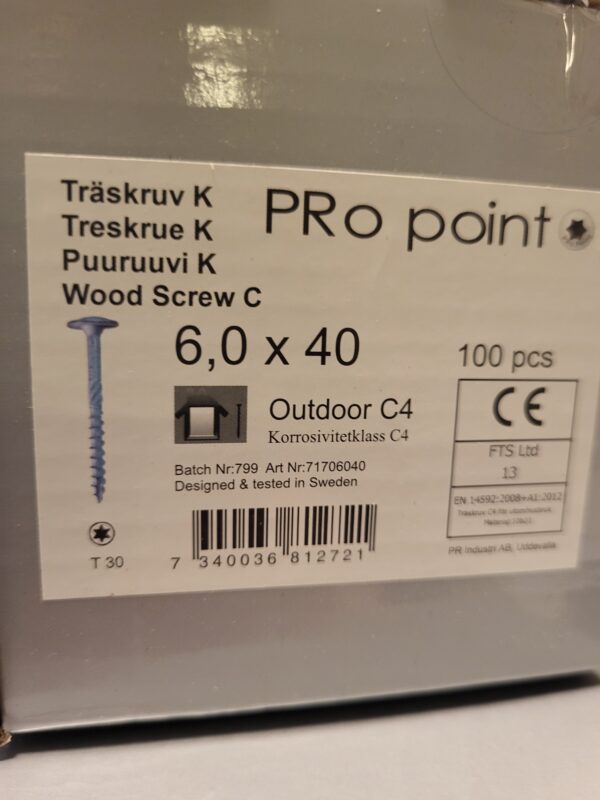 Träskruv WAF 6x40 Konstruktion C4
