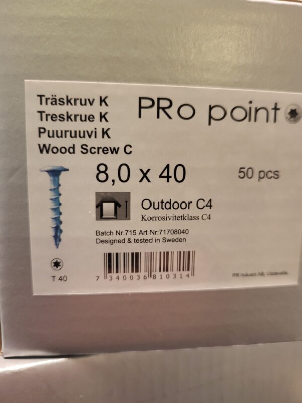 Träskruv WAF 8x40 Konstruktion C4