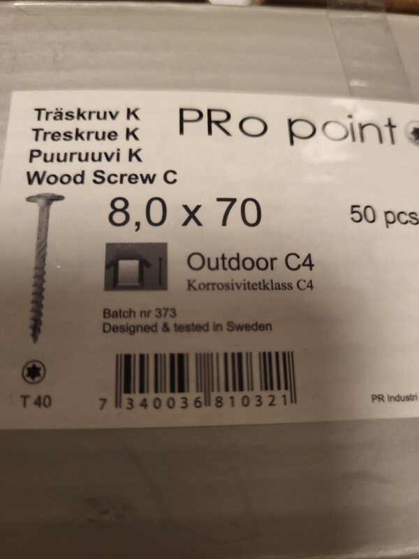 Träskruv WAF 8x70 Konstruktion C4